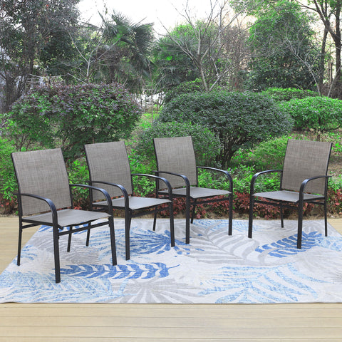 Colorful Patio Textilene Fixed Dining Chairs