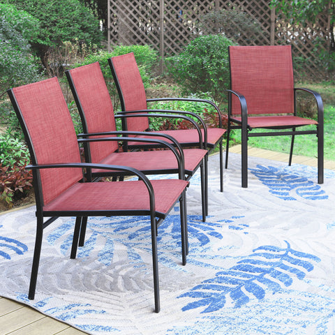 Colorful Patio Textilene Fixed Dining Chairs