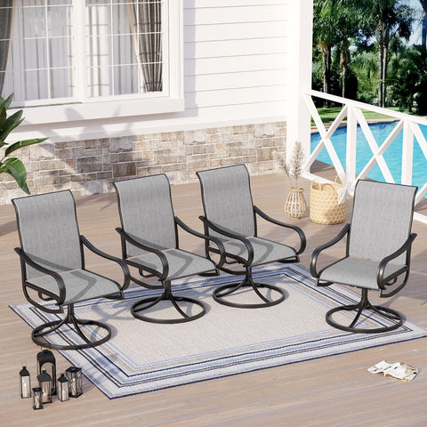 Patio Textilene Swivel Chair Outdoor Dining Set