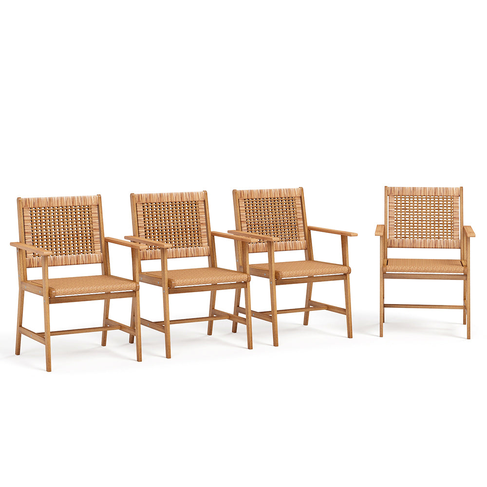 wooden chars with wick seat and back for backyard