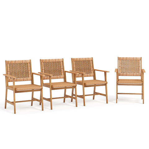 wooden chars with wick seat and back for backyard
