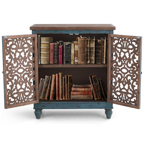 Accent Storage Cabinet with Decorative Carved