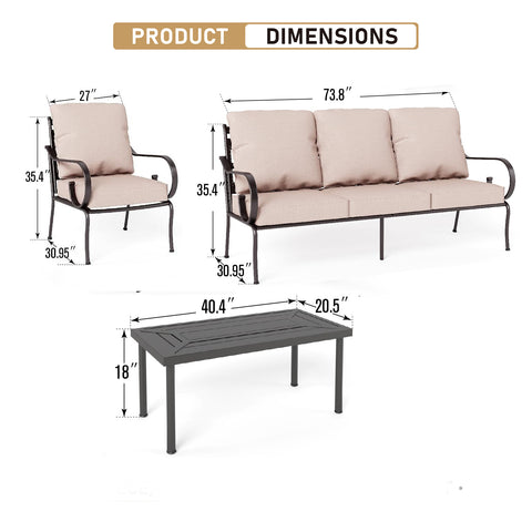 American Style Elegant Back Pattern Patio Sofa Set