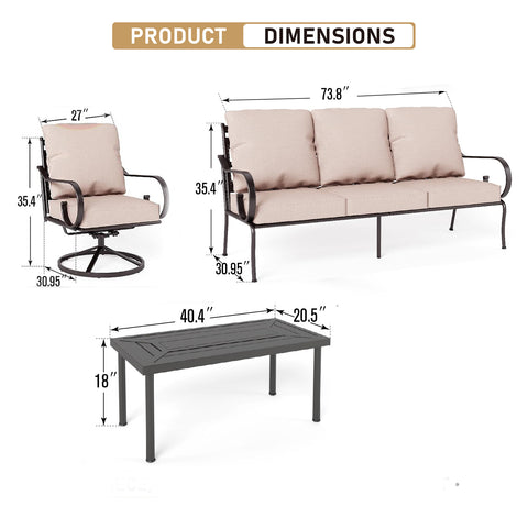 American Style Elegant Back Pattern Patio Sofa Set
