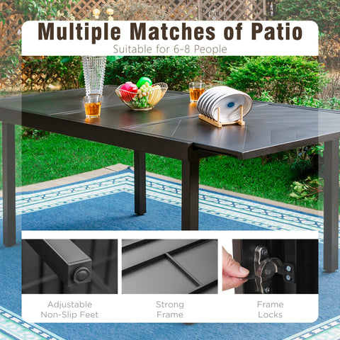 7 Piece Ergo Sling Fixed & Swivel Chairs Patio Dining Set with Expandable Table
