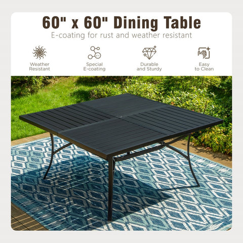 9-Pcs Patio Dining Set with Enlarged Table & High Back Textilene Swivel Chair