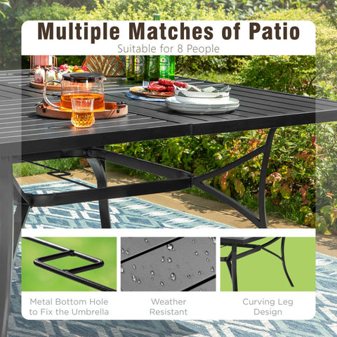 9-Piece Set Extra Large Square Table & Textilene Swivel Chairs