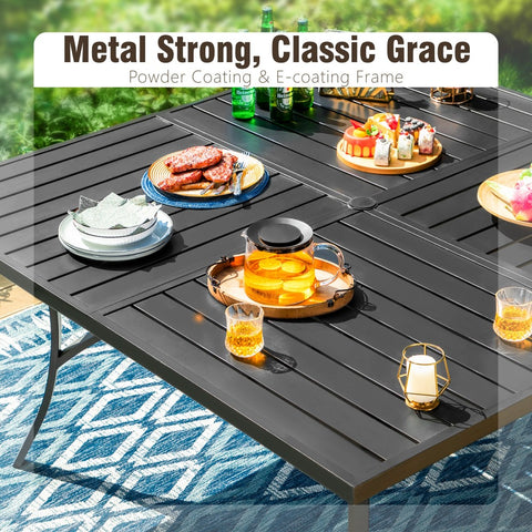 9-Piece Set Extra Large Square Table & Textilene Swivel Chairs