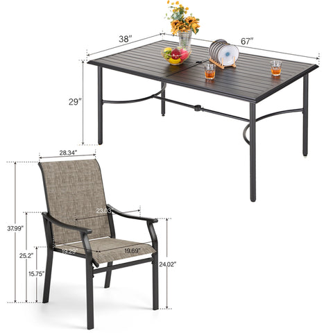 7-Piece Ergo Sling Chairs Patio Dining Set with Bowed-bar Table