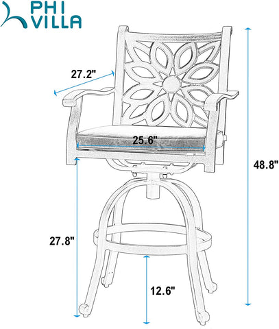 7-Piece Classic Cast aluminum Swivel Patio Bar Stool Sets