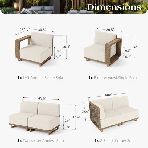 6-Seater Modern Wicker Outdoor Conversation Sofa set
