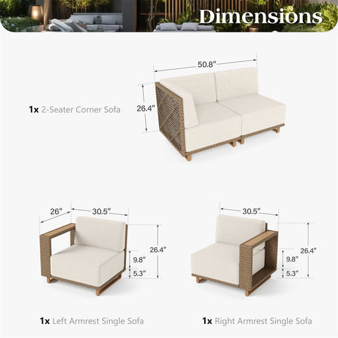 6-Seater Modern Wicker Outdoor Conversation Sofa set