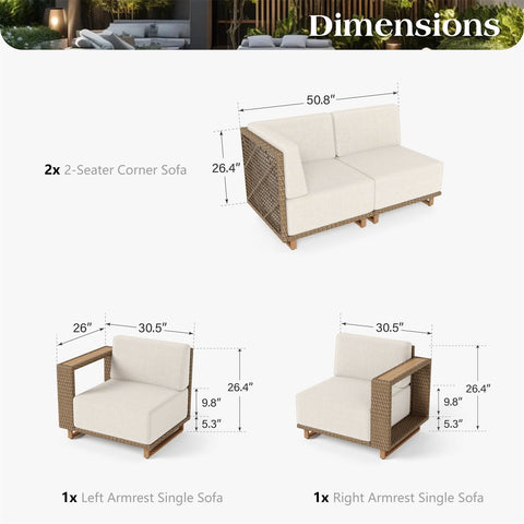 6-Seater Modern Wicker Outdoor Conversation Sofa set
