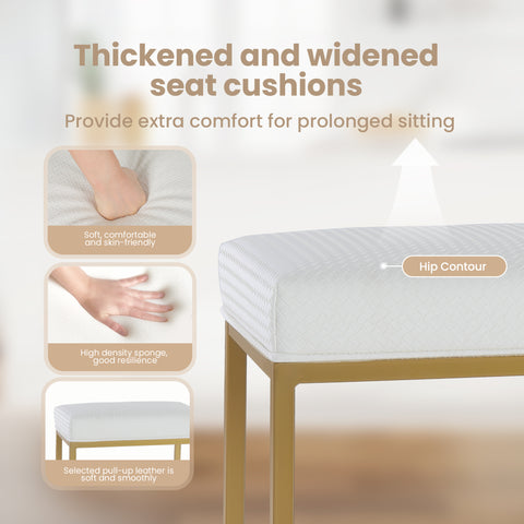 24 Inch Backless Counter Height Bar Stool White PU Leather Seat with Metal Frame
