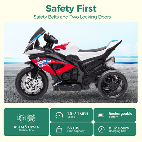 BMW Licensed Kids Electric Motorcycle – 12V Ride-On Toy for Toddlers
