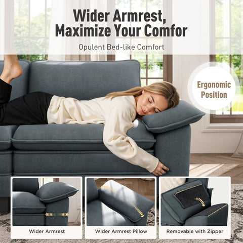 Modular Chenille Cloud Sofa with Ottoman for Living Room & Apartment