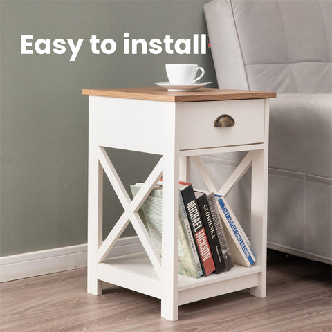 PHI VILLA Farmhouse-Inspired Manufactured Wood Coffee Table