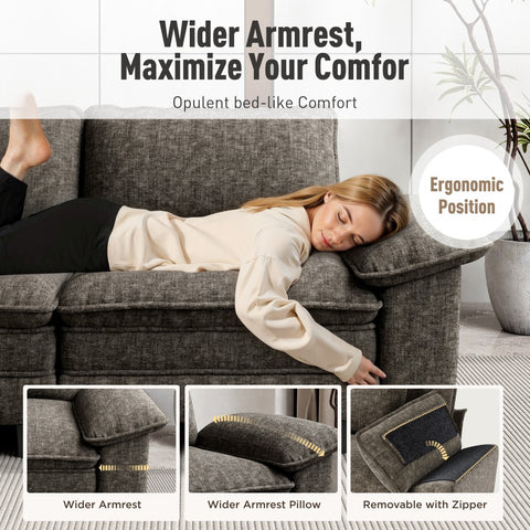 Modular Chenille Cloud Sofa with Ottoman for Living Room & Apartment