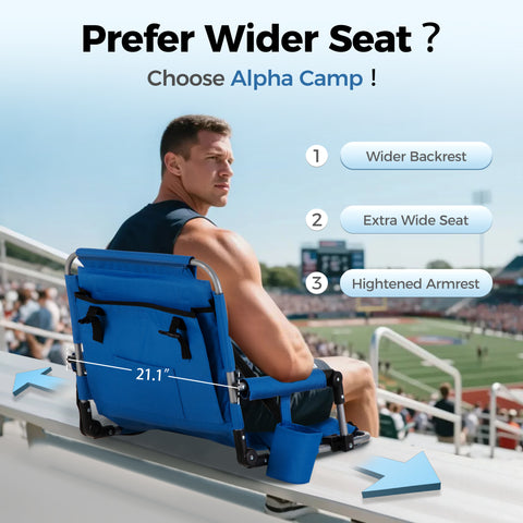 Folding Stadium Seat Chair for Bleachers with Back & Arm Rest, 2 Pieces
