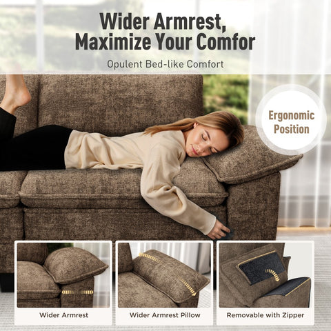 Modern Chenille Modular Cloud Sofa Set with Deep Seats for Living Room