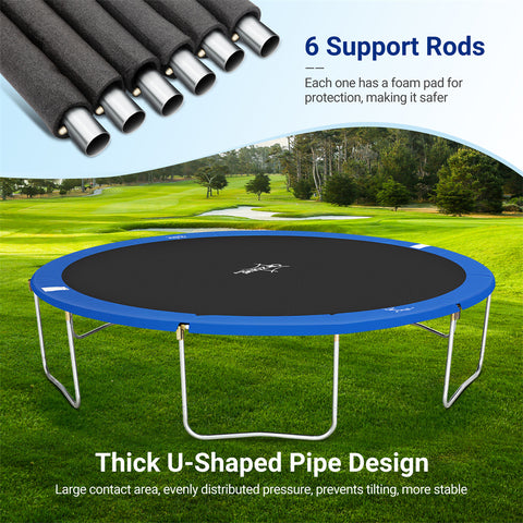 Outdoor Trampoline with Basketball Hoop and Ladder
