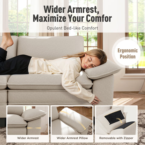 Modular Chenille Cloud Sofa with Ottoman for Living Room & Apartment