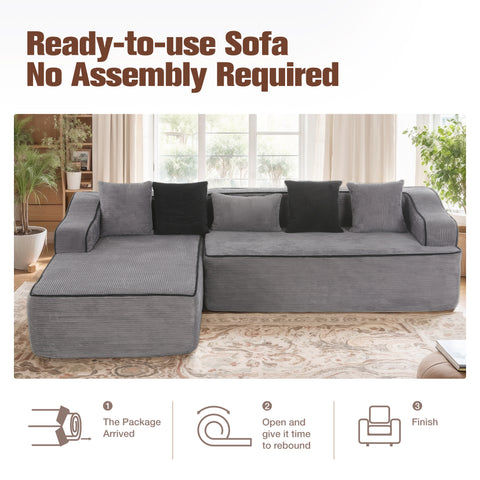 3 Seat Convertible L-Shaped Sectional Sofa Couch for Living Room