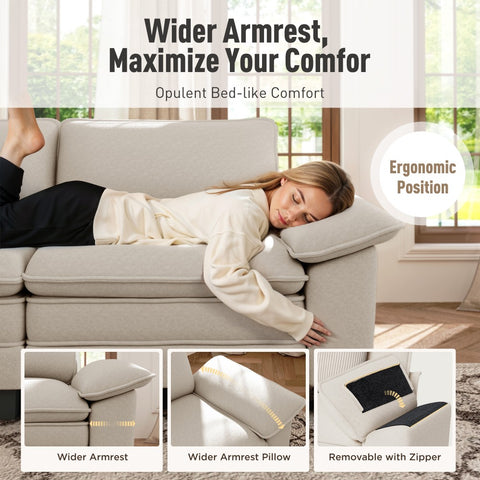Modular Chenille Cloud Sofa with Ottoman for Living Room & Apartment
