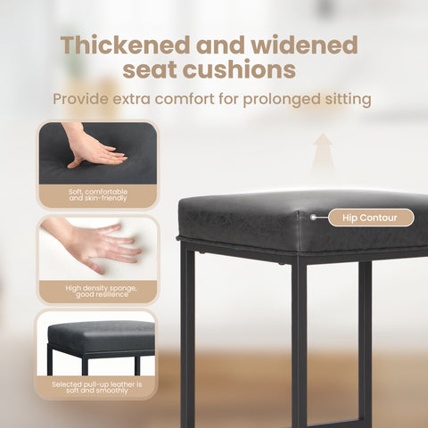 PHI VILLA 24'' Backless PU Leather Bar Stools for Kitchen Island with Sturdy Metal Frame- Set of 4