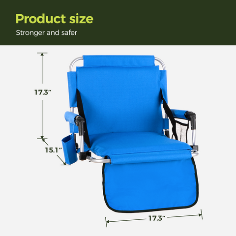 Folding Stadium Seat Chair for Bleachers with Back & Arm Rest, 2 Pieces