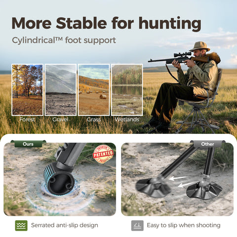 360° Silent Swivel Blind Hunting Chair with Shooting Pedals