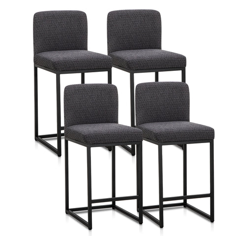 24 Inch Counter Height Bar Stool Chenille Upholstered with Backrest- Set of 4