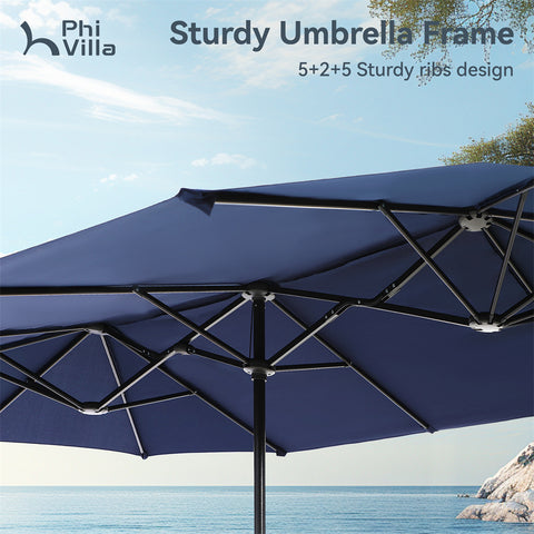 8-Piece 13ft Umbrella Patio Dining Set with High Back Textilene Swivel Chair and Metal Table