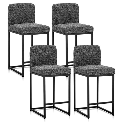 24 Inch Counter Height Bar Stool Chenille Upholstered with Backrest- Set of 4