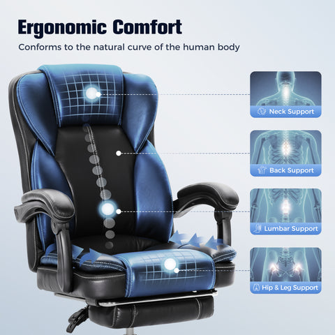 Ergonomic PU Leather Office Chair with Soft Upholstered Armrest