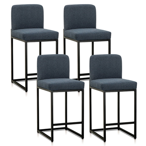24 Inch Counter Height Bar Stool Chenille Upholstered with Backrest- Set of 4