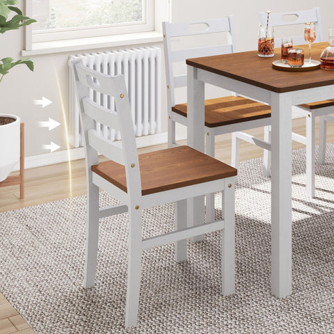 5-Piece Solid Rubber Wood Dining Set for Kitchen and Dining Room