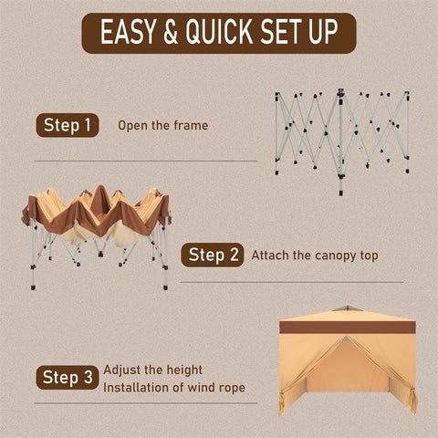10'x10' Pop-up Tent with Vents Top for Camping Party and Barbecue