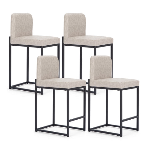 24 Inch Counter Height PU Leather Bar Stool with Backrest