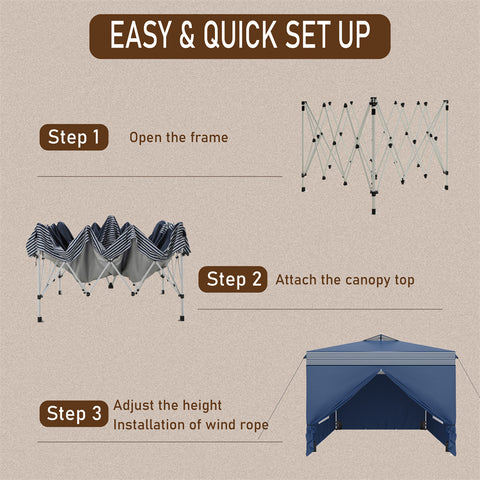 10'x10' Pop-up Tent with Vents Top for Camping Party and Barbecue