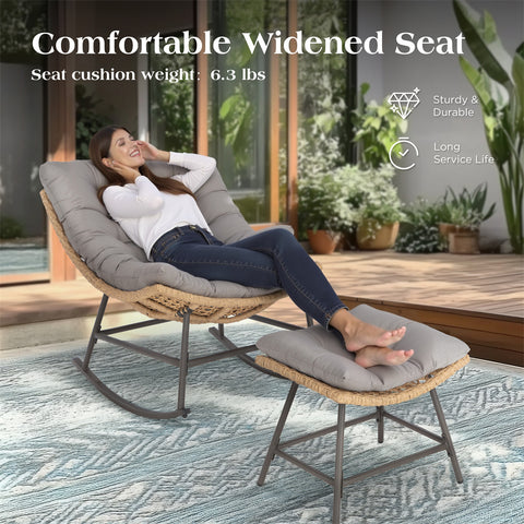 Outdoor Rattan Papasan Sofa Lounge Chair with Thick Cushions