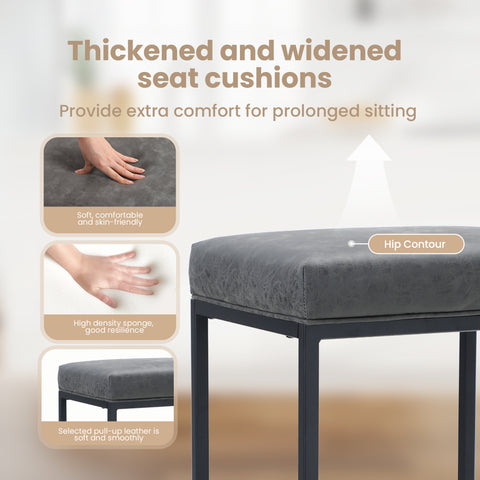 PHI VILLA 24'' Backless PU Leather Bar Stools for Kitchen Island with Sturdy Metal Frame- Set of 4