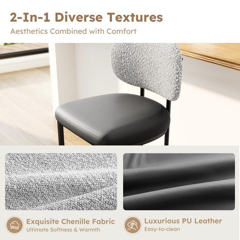 PHI VILLA 24" Modern PU and Chenille Counter Height Bar Stool, Set of 4