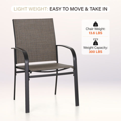 Colorful Patio Textilene Fixed Dining Chairs