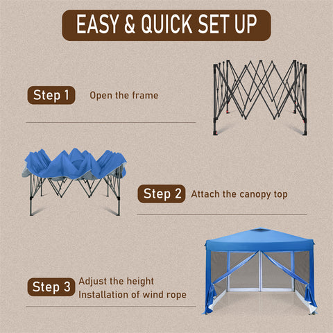 10'x10' Pop-up Tent with Vents Top for Camping Party and Barbecue
