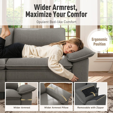 Modular Corduroy Sectional Cloud Sofa Set for Living Room