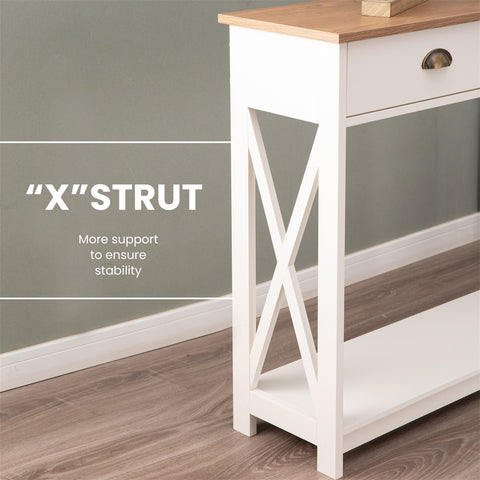 PHI VILLA Farmhouse-Inspired Manufactured Wood Coffee Table