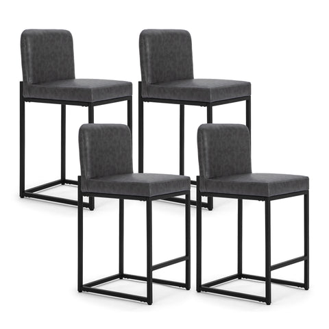 24 Inch Counter Height PU Leather Bar Stool with Backrest