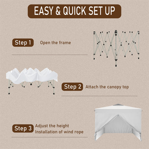 10'x10' Pop-up Tent with Vents Top for Camping Party and Barbecue