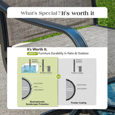 9/7-Piece Adjustable Table + Textilene Swivel Chairs Patio Dining Set
